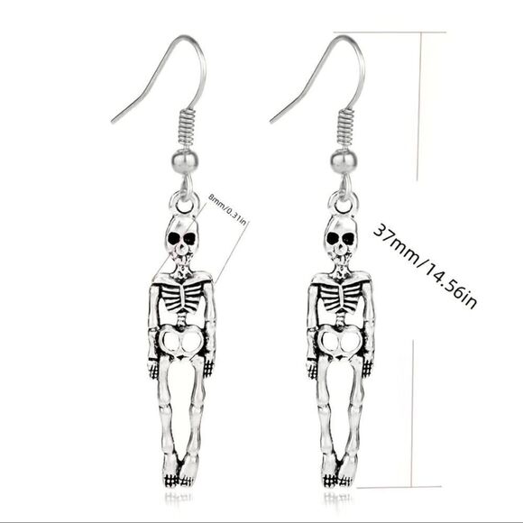 Skeleton dangle earrings in silver. Measurements in pictures. - Picture 3 of 7